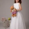 White Sleeveless Sash Lace Beading Satin Organza Flower Girl Dress -AYA Cosplay Shop White Sleeveless Sash Lace Beading Satin Organza Flower Girl Dress 14755 2