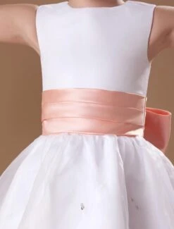 White Satin Princess Flower Girl Dress -AYA Cosplay Shop White Sleeveless Sash Satin Flower Girl Dress 14743 8