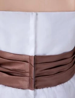 White Flower Girl Dress Straps Sash Tulle Satin Dress -AYA Cosplay Shop White Sleeveless Sash Spaghetti Satin Flower Girl Dress 14918 8