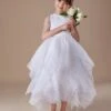 Elegant White Sleeveless Satin Organza Flower Girl Dress -AYA Cosplay Shop White Sleeveless Satin Organza Flower Girl Dress 14694 1