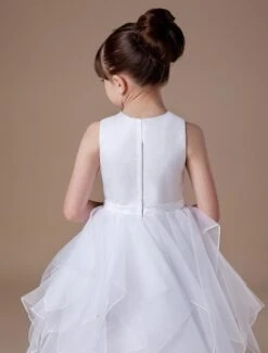 Elegant White Sleeveless Satin Organza Flower Girl Dress -AYA Cosplay Shop White Sleeveless Satin Organza Flower Girl Dress 14694 6