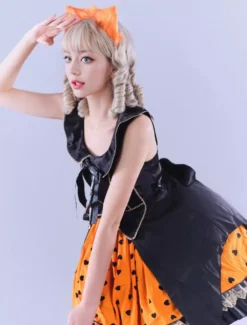 JSK Lolitashow Exclusive Gothic Lolita Dresses Lace Bows Hearts Pattern Black Tea Party Dress -AYA Cosplay Shop a07cf356e03c4c869f5e65bcdc086e22