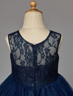 Dark Navy Flower Girl Dress With Tulle Lace -AYA Cosplay Shop a132ad3b 8a06 4d44 95f4 e43bea97e655