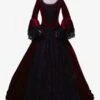 Burgundy Retro Costumes Women's Marie Antoinette Costume Lace Lace Polyester Tunic Dress Retro Masquerade Ball Gown