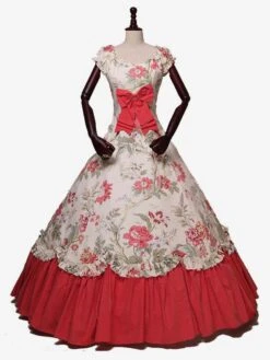 Black Retro Costumes Bows Polyester Marie Antoinette Costume Floral Print Dress Women's Retro Tunic Vintage Clothing -AYA Cosplay Shop a879d1ca 087b 45df a670 8330ba62f05b