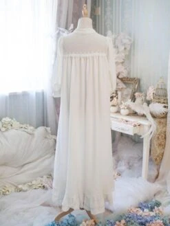 Classic Lolita OP One Piece Dress Stand Collar Long Sleeve Frills Ruffles White Lolita Dresses With Bows -AYA Cosplay Shop a94ea8ff 36f2 4860 b33b 0eca860e9e98