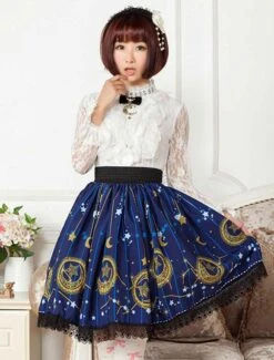 Deep Blue Star Printed Polyester Short Lolita Skirt Dress For Girls -AYA Cosplay Shop ab5e03fd c2f3 4072 84ae 2c40d9de4952