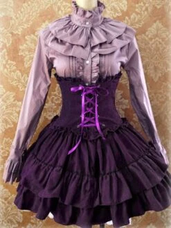 Lolitashow Gothic Lolita Dress SK Lavender High Waist Lace Up Ruffles Lolita Skirt -AYA Cosplay Shop ab848818 088e 4cea 9f16 c536f927ef8e