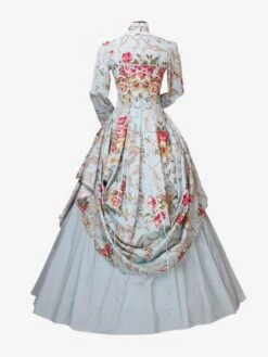 Victorian Dress Prom Dress Satin Light Sky Blue Floral Print Marie Antoinette Ball Gown Trumpet Long Sleeves Rococo Dress With Choker -AYA Cosplay Shop ad0f3ad3 d99d 41c1 9bfb a8a5318ede22