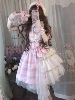 Sweet Lolita JSK Dress Idol Declaration Bows Pink Lolita Jumper Skirts Hime Lolita Dress