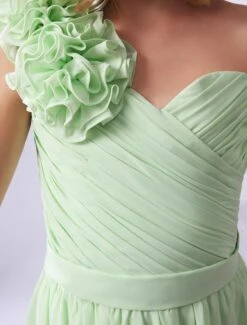 Junior Bridesmaid Dresses Light Green One Shoulder Flowers Chiffon Long Flower Girl Dress -AYA Cosplay Shop ae5ba0ba c799 4960 8a2e 9ff125ecd301