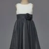 Flower Girl Dress Ivory Grey Pleated Satin Chiffon Flower Sash Sleeveless Short Kids Party Dress -AYA Cosplay Shop af910d54 56ce 4eb9 9f56 6392ccbaf39e