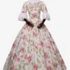 Light Apricot Retro Costumes Women's Floral Print Bows Ruffles Marie Antoinette Costume Polyester Tunic Choker Dress Retro Vintage Clothing -AYA Cosplay Shop b17a5b77 293f 400e b873 3e1a78e3f55b