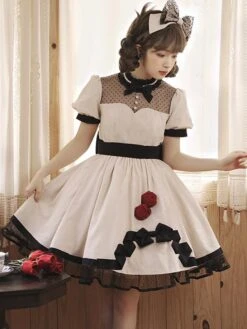 Sweet Lolita Dress Cotton Short Sleeves Jumper Sweet Lolita Dress -AYA Cosplay Shop b3836fd9a6c5426094083ba5c730af18