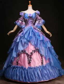 Victorian Dress Costume Women's Royal Purple Women's Rococo Ball Gown Plaid Tiered Flowers Ruffle Victorian Era Outfits Vintage Princess Costumes Halloween -AYA Cosplay Shop b54d9882 423d 46a8 9f6e 672391140257
