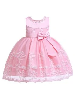 Flower Girl Dresses Lace Bow A Line Kids Short Formal Party Dress