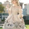 Sweet Lolita Wedding OP Dress Floral Print Light Gray Flowers Bows Hime Lolita One Piece Dresses -AYA Cosplay Shop b9e8e779 0525 41d9 9c24 0f6279056f1b