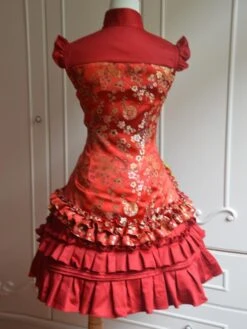 Classic Red Satin Qi Lolita Dress Sleevesless Plum Blossom Printed Ruffles -AYA Cosplay Shop ba7789bf 8c0d 47e1 bc57 9cb02ec39d40