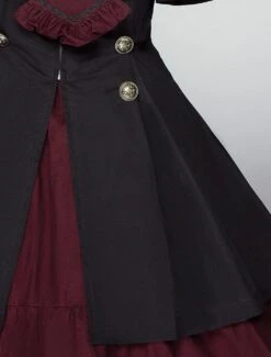 Gothic Lolita Dress OP Military Style Ruffle Bowtie Button Lace Up Burgundy Lolita One Piece Dress -AYA Cosplay Shop bbf72c07 0b1e 4798 aec8 6e59b934f482