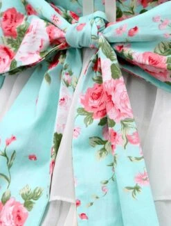 Lolitashow Light Blue Cotton Lolita One-piece Dress Flower Print Short Sleeves Chiffon Ruffles -AYA Cosplay Shop bd34eb62 5505 4faa b2d7 b3faa53a21a1