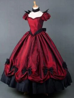 Prom Dress Red Short Sleeves Pleated Victorian Dress Costume -AYA Cosplay Shop bd8da9a2 8b4d 48c6 ae29 e76e40a006c2