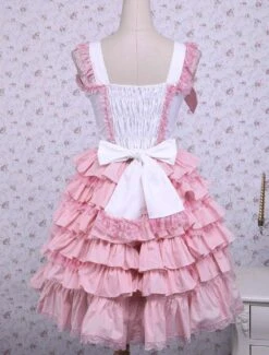 JSK Lolitashow Sweet Pink Cotton Loltia Jumper Dress Bows Layers Ruffles 12 JSK Lolitashow Sweet Pink Cotton Loltia Jumper Dress Bows Layers Ruffles -AYA Cosplay Shop be59c1a8 b407 4aa8 b876 82140cbd4fc5