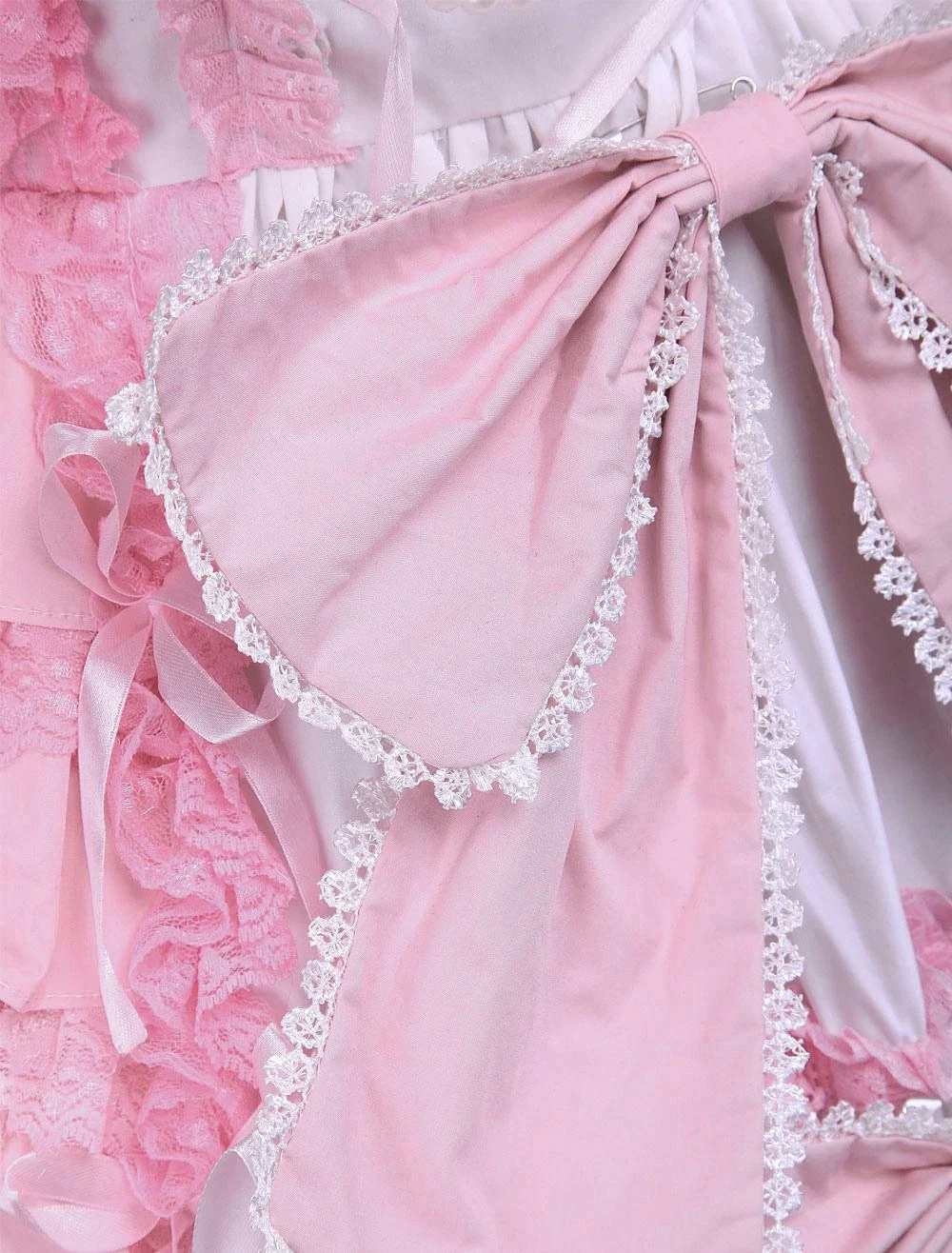 JSK Lolitashow Sweet Pink Cotton Loltia Jumper Dress Bows Layers Ruffles 8 JSK Lolitashow Sweet Pink Cotton Loltia Jumper Dress Bows Layers Ruffles - Image 6