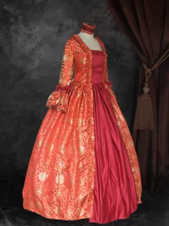 Ture Red Retro Costumes Lace Up Satin Fabric Floral Print Dress Girl's Gothic Marie Antoinette Costume Set Vintage Clothing -AYA Cosplay Shop c192c9cf29a642f1837ee4df1733545d