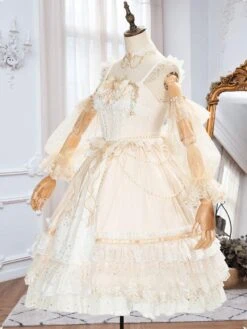 Sweet Lolita JSK Dress 3 Pieces Set White Sleeveless Lace Up Bows Lolita Jumper Skirts -AYA Cosplay Shop c37b21c5 2289 4e37 93d8 283fac1ebe22