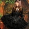 Gothic Black Lolita One Piece Dress Long Hime Sleeves Lace Up Layers Lace Trim -AYA Cosplay Shop c4103a46 1bba 4fb1 a146 a179b9c9ff39