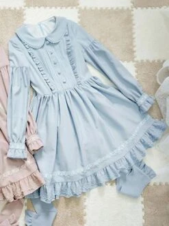 Sweet Lolita Dress OP Turndown Collar Ruffles Mid Calf One Piece Lolita Dress -AYA Cosplay Shop c474af0a ccd1 4566 b3f7 24a10e4d2d2a