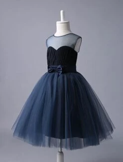 Flower Girl Dresses Navy Blue Sweetheart Neckline Tutu Dress Bow Sash Short Kids Formal Party Dress -AYA Cosplay Shop c4a673c2 9e9f 4ef9 a43c 61574217755b