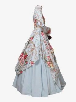 Victorian Dress Prom Dress Satin Light Sky Blue Floral Print Marie Antoinette Ball Gown Trumpet Long Sleeves Rococo Dress With Choker -AYA Cosplay Shop c5339827 c155 449e 983c 90563924ca56