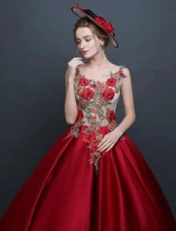 Prom Dress Victorian Dress Rococo Ball Gown Chic Satin Sleeveless Burgundy Princess Vintage Dress Halloween -AYA Cosplay Shop c573598d 4f17 49d2 acfb 57d51d38d2df