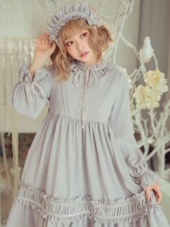 Classic Lolita One Piece Dress Solid Color Long Sleeve Vintage Lolita One Piece Dress -AYA Cosplay Shop c691174f 3564 4f5f 8e54 45cdbb611181