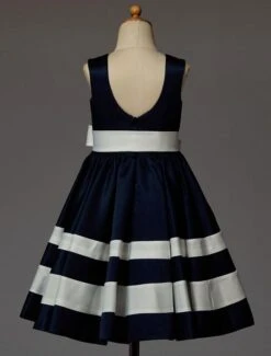 Flower Girl Dresses Dark Navy Plaid Backless Sleeveless Satin Ribbon Sash Kids Dinner Party Dress -AYA Cosplay Shop cbfe68f7 b7d3 48fb a7fe be6420131083