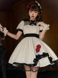 Sweet Lolita Dress Cotton Short Sleeves Jumper Sweet Lolita Dress -AYA Cosplay Shop ccd6f71b3696462fab6bd483e89abfe9