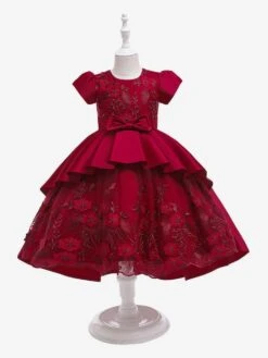 Kids Dress Princess Party Dress Flowers Bows Short Sleeves 5 Colors Flower Girl Dress -AYA Cosplay Shop cda6f749 fc71 4eb0 a724 4e697e8e3856