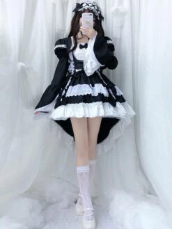 Lolita OP Dress Maid Two-Tone Black Ruffles Lolita One-Piece Dresses -AYA Cosplay Shop ceab011f 8cd1 48f4 be9d c876e9407aba