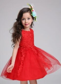 Princess Flower Girl Dress Lace Tulle Knee Length Beading Toddler's Pageant Dress -AYA Cosplay Shop cf97287e ec94 4bff 926c 339e2f89b7e7