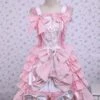JSK Lolitashow Sweet Pink Cotton Loltia Jumper Dress Bows Layers Ruffles -AYA Cosplay Shop d0330afa de62 406a 95e2 1bac9a8a3ac3