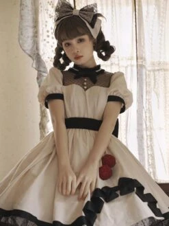Sweet Lolita Dress Cotton Short Sleeves Jumper Sweet Lolita Dress -AYA Cosplay Shop d6ac235a9e6548dab392a018d3c1f79c