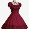 Sweet Lolita Dress OP Burgundy Short Sleeve Lolita One Piece Dress -AYA Cosplay Shop d7964378 a5b4 4bf7 b32f 02b8847d7857