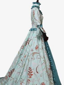 Victorian Dress Costume Women's Light Sky Blue Rococo Retro Floral Print Marie Antoinette Victorian Era Style With Choker Vintage Clothing -AYA Cosplay Shop d7b60a65 e8c9 4028 b154 6e5a2528c77b