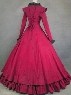 Prom Dress Victorian Dress Costume Long Sleeves Red Ball Gown Women's Ruffle Button Victorian Era Clothing Retro Clothing Costumes Carnival -AYA Cosplay Shop dad02f30853a4b9392f4ed2af844455c