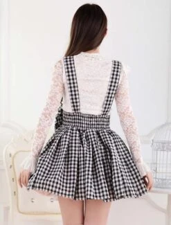Sweet Lolita Dress SK Check Bow Lolita Suspender Skirt -AYA Cosplay Shop db2ac168 f1cb 4f5a 96b0 25a9cde700a9