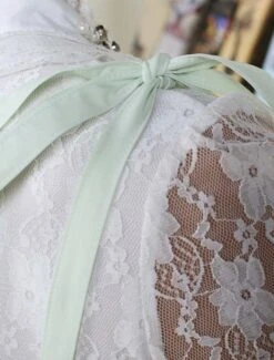 Lolitashow Sweet Lolita Dress In Light Green Printed Qi Lolita Suspender Skirt With White Lace Trim -AYA Cosplay Shop db5bb53a 0bc1 4dc3 b2a6 e82ce637bb87