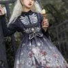 Gothic Lolita JSK Dress Bows Sleeveless Skeleton Pattern Black Lolita Jumper Skirt -AYA Cosplay Shop df2d8718 0e2b 4861 baae 4f25a482f22a