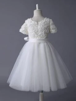Ivory Flower Girl Dress Lace Tutu Dress Ribbon Bow Sash Half Sleeve Short Kids Party Dresses Free Customization -AYA Cosplay Shop e005c9ad fb38 40a0 af39 2d515ec5664c
