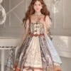 Classic Lolita Dress Bows Printing Short Sleeves Coffee Brown Lolita JSK Dress -AYA Cosplay Shop e055659c cde2 4609 8e12 590cd1348c1b